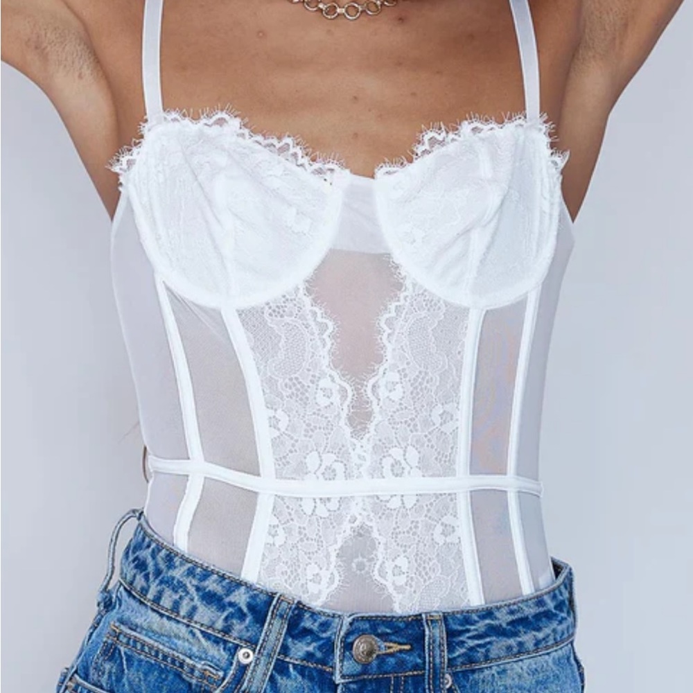 Princess Polly, white corset bodysuit.